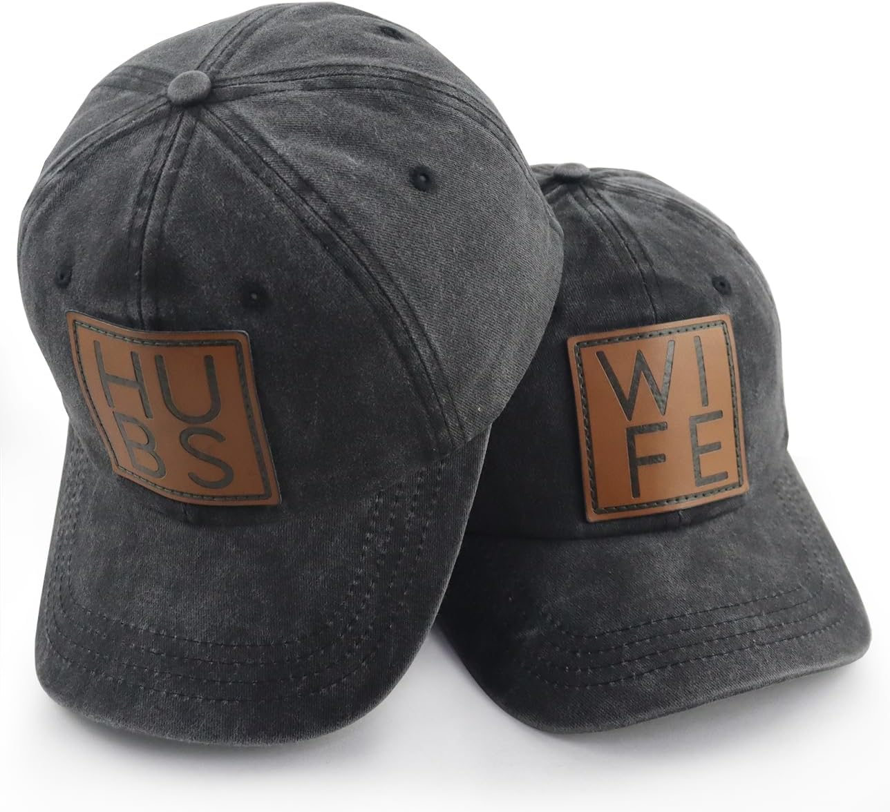 2 PCS Hubby and Wifey Hats for Men Women, Funny Adjustable Embroidered Cotton Couple Baseball Cap - Image 4