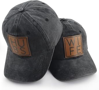 2 PCS Hubby and Wifey Hats for Men Women, Funny Adjustable Embroidered Cotton Couple Baseball Cap