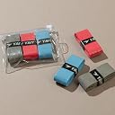 Universal Overgrips (Pack of 3) | High Tack Design | Breathable Comfort Material | Usable for Pickleball, Badminton, Tennis, Squash and Padel | Red, Blue & Grey Colours - Pack of 3 gallery image
