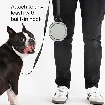 Cleverpup、Nomad 小型折りたたみ式犬用ボウル - 2カップ 食品安全シリコン トラベルボウル 犬用 ポータブル & 頑丈 食品/水 食器洗い機対応 - グレー