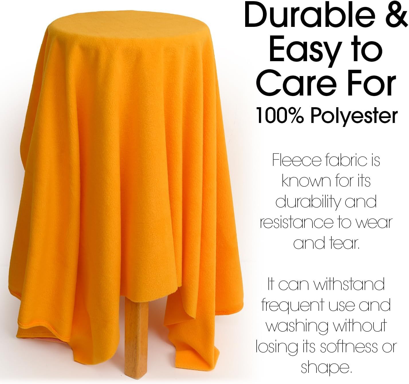 Pico Textiles 1 Yard - Gold Solid Fleece Fabric - Solid Color Fleece Fabric - Sold by The Yard - Variety of Colors - Ideal for Sewing Projects, Scarves, No Sew Fleece Throws and Tie Blankets.