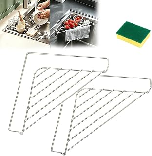 Stainless Steel Corner Sink Shelf with Triangular Open Wire Rack Design (2PCS)
