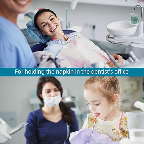 Miniatura 7 de Patelai 12 Piezas Clips de Silicona para Baberos Dentales Clips Coloridos para Servilletas Soporte para Babero Cadena de Servilleta de Dentista