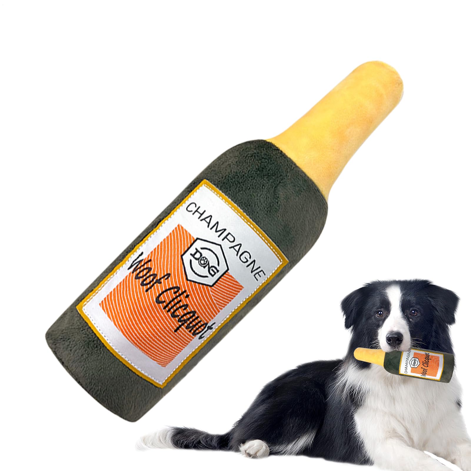 Rechory Squeaky Dog Toys - Wine Bottle Interactive Game | Plush Chew Toys | for Chewing Play Fetch Teething Mental Stimulation Physical Activity