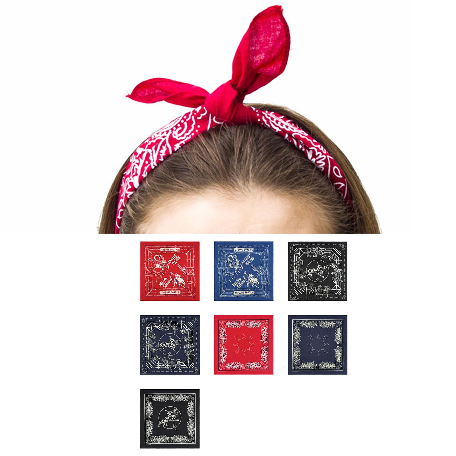 Vintage Bandana Scarf Cotton Western Print Outdoor Sport Headpiece Breathable and Comfortable for Men and Women