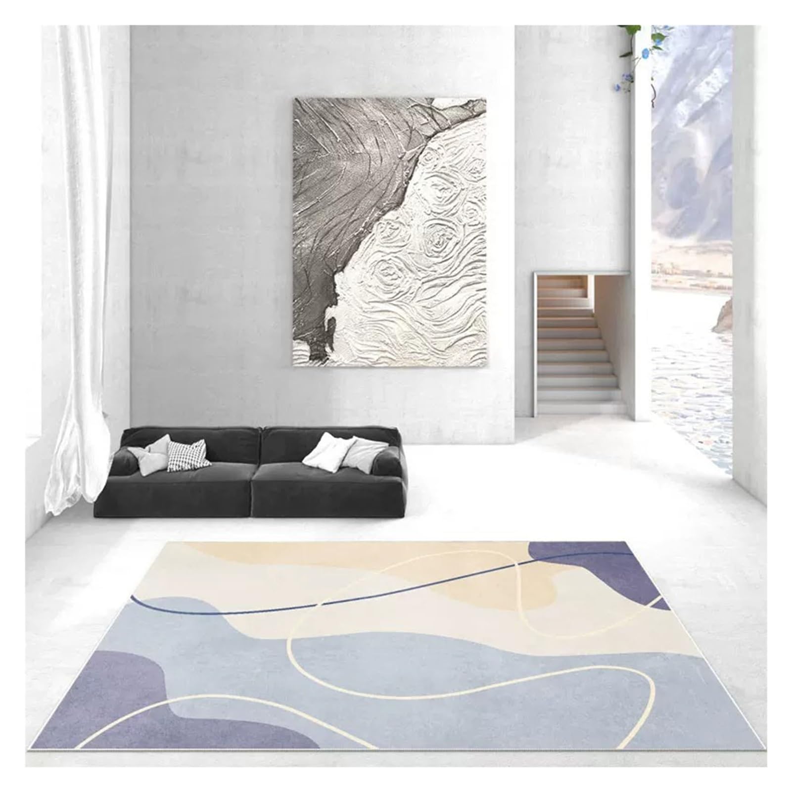 Moquette antidérapante à lignes épurées de 150x200cm pour salon