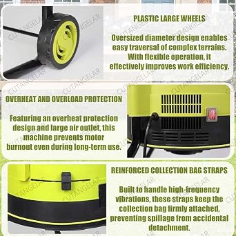 Electric Garden Leaf Shredder Mulcher Bladeless, 2500W Motor with 208L/Min Capacity, Large Feed Hopper for Twigs, Grass, and Leaves, Portable with Collection Bag Included(30mxpowercord)