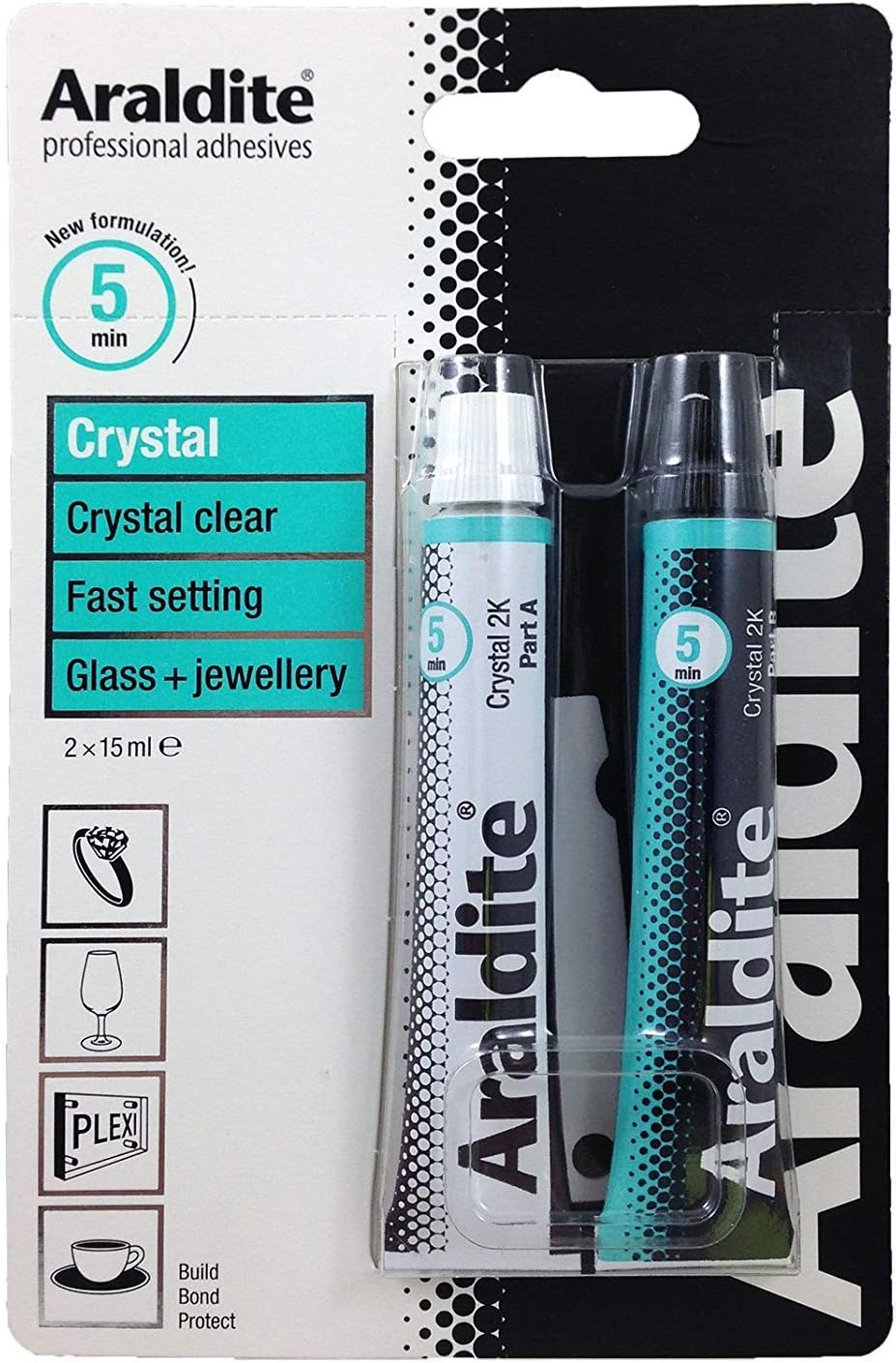 ARALDITE® Brand Araldite Crystal Epoxy Adhesive Glue 15 ml 2 Tubes ARA-400008