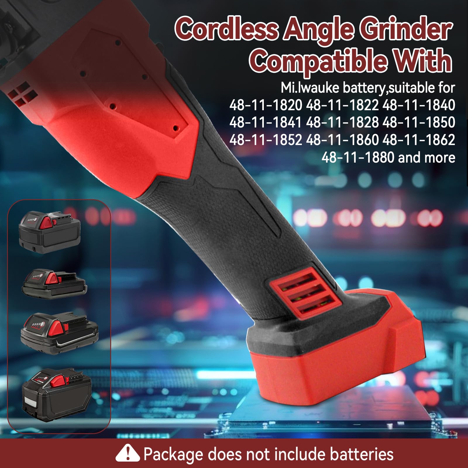 Smerigliatrice angolare a batteria compatibile con batteria Milwaukee da 18 V, smerigliatrice angolare da 125 mm, senza spazzole da 12000 giri/min, con dischi da taglio per tagliare, levigare e