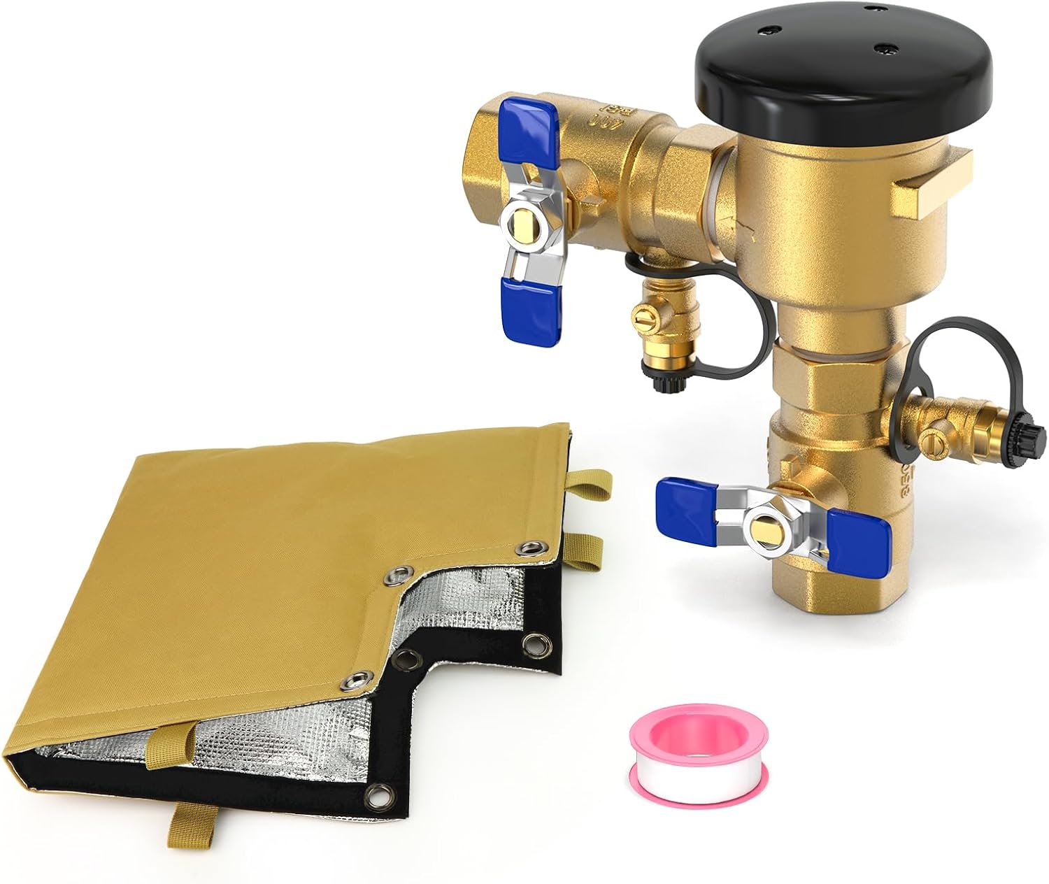 GASHER 3/4" Pressure Vacuum Breaker Assembly for 720A, Brass Irrigation Backflow Preventer, Max 400 PSI Back Siphon Valves for Irrigation System