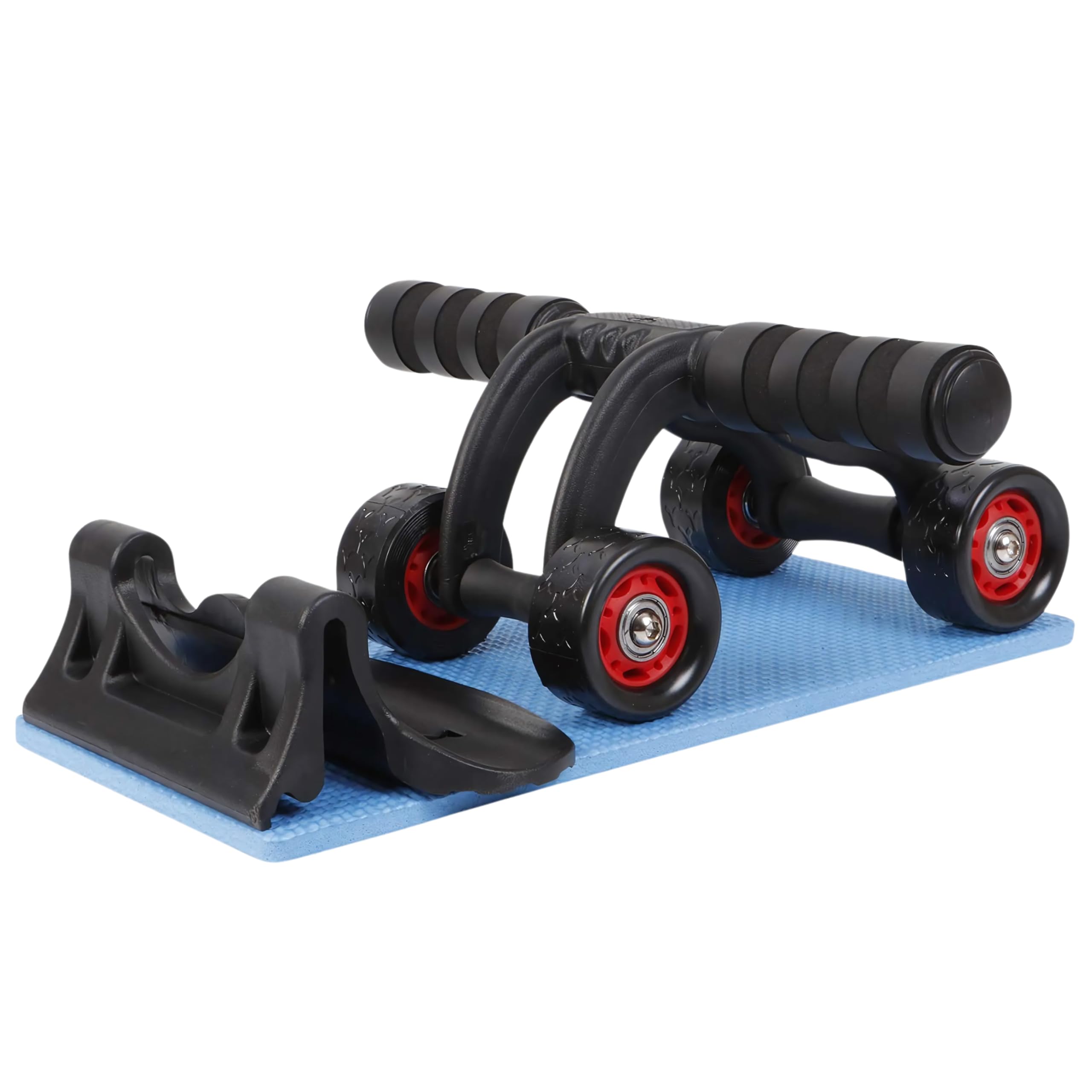 Drumstone (𝟓-𝐘𝐞𝐚𝐫 Warranty) Premium 4-Wheel Ab Roller with Knee Mat & Floor Wedge | Abdominal Workout Fitness Equipment | Core Strength Builder for Home Gym-image-12