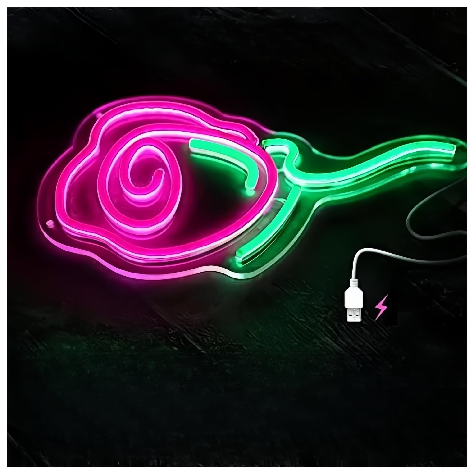 Fiore di per rosa per insegna al per neon per alimentazione per dimmerabile 22,5 cm × 36 neon