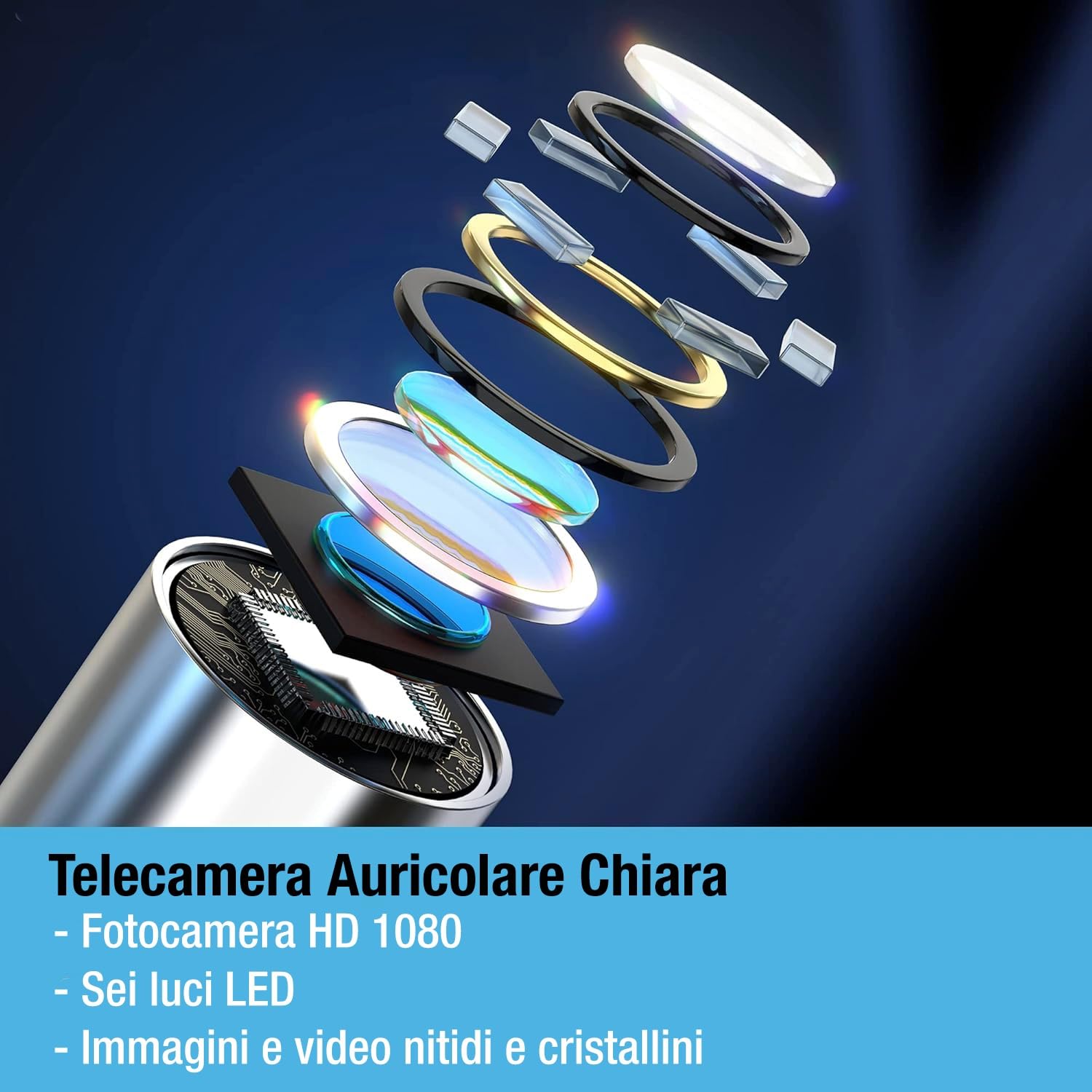 Tilcare Strumento per la Rimozione Cerume con Telecamera - Sistema per Irrigazione dell'Orecchio per Adulti e Bambini - Include Bacinella, Siringa, Kit Curette, Asciugamano e 30 Punte Monouso