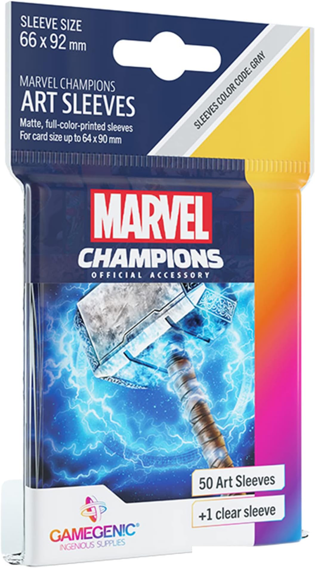 Marvel Champions The Card Game Official Thor Art Sleeves - Pack of 50 Art Sleeves and 1 Clear Sleeve - Card Game Holder - Designed for Use with TCG and LCG Games - Made by Fantasy Flight Games