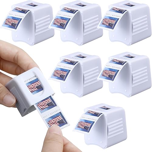 Lincia 6 unidades de dispensador de sellos para rollo de 100 sellos, soporte para sellos, organizador de sellos postales, organizador de sellos para