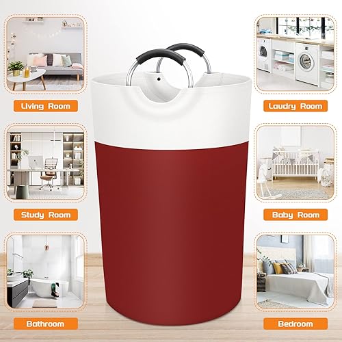 Vista 28 de BlissTotes - Canasta de lavandería plegables para ropa sucia, canasta impermeable con asas de aluminio protegidas de espuma para dormitorio Azul