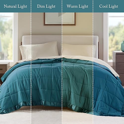 Miniatura 9 de Madison Park Windom - Manta alternativa de plumón, tratamiento prémium 3M Scotchgard que absorbe la humedad, funda de cama ligera y suave para todas