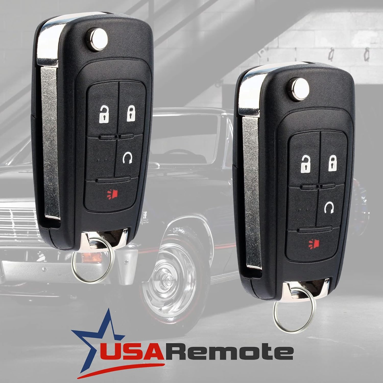 Car Key Fob Keyless Entry Remote Flip fits 2010-2017 Chevy Equinox, Sonic, Trax, Terrain (OHT01060512), Set of 2