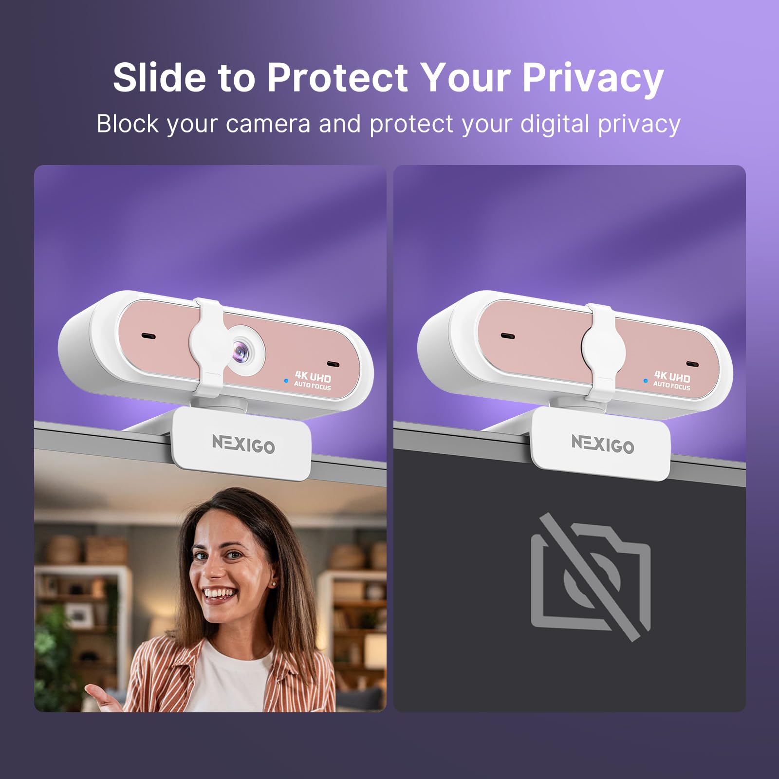 NexiGo N60 1080P Webcam with Microphone, Software Control & Privacy Cover, USB HD Computer Web Camera, Plug and Play, for Zoom/Skype/Teams, Conferencing and Video Calling: 4K Webcam with Cover