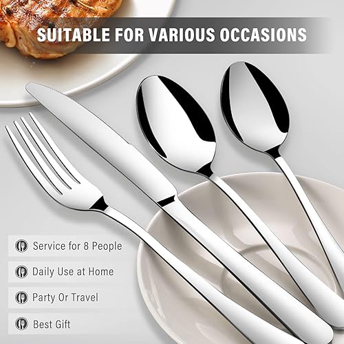 Miniatura 5 de Juego de cubiertos de 40 piezas juego de cubiertos de acero inoxidable de alta calidad juego de cubiertos de acero inoxidable para 8 cucharas