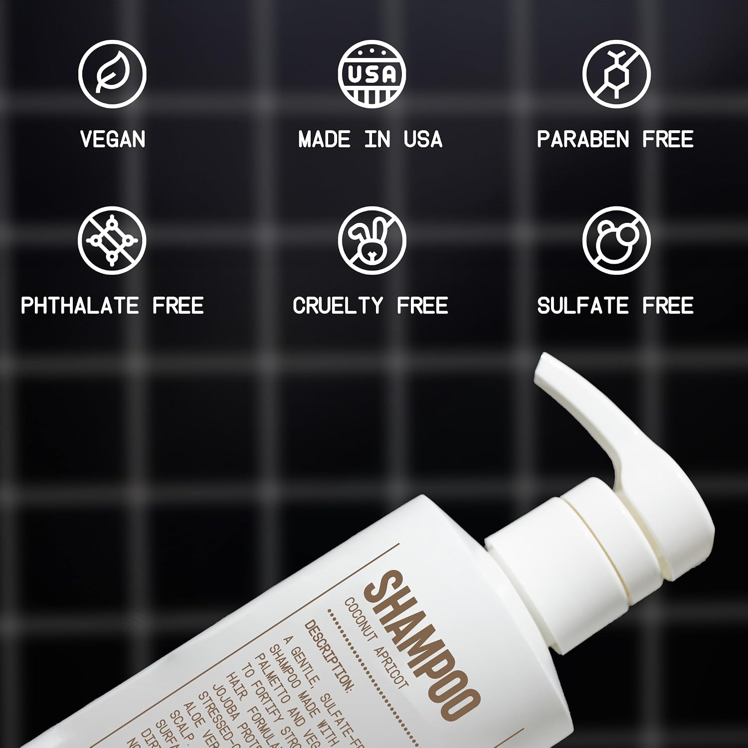 Blu Atlas Men's Natural Shampoo – Organic, Sulfate-Free, Paraben-Free – Deep Cleansing & Hydrating – Coconut Apricot Scent – Made in America – 16 oz