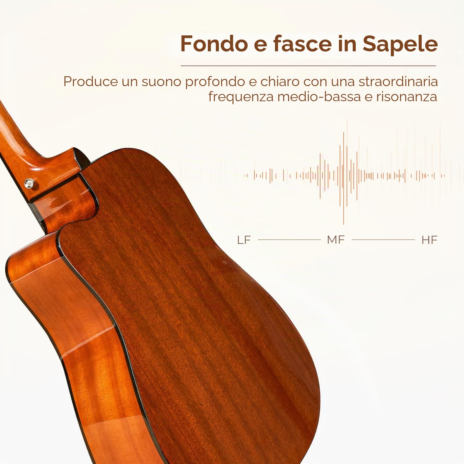 Vangoa 4/4 Chitarra Acustica Kit Abete Rosso Legno Dreadnought Chitarra Folk Acustiche per Principianti Adulto Studente con Borsa Corde Plettri Capotasto Cinghia, Lucido, Sunburst
