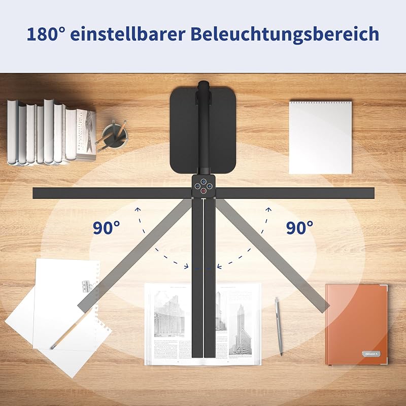 Lampă de birou LED reglabilă Kaulsoue, 24 W, 80 cm, lumină naturală prietenoasă cu ochii, 5 temperaturi de culoare și 5 niveluri de luminozitate, pentru acasă și lectură