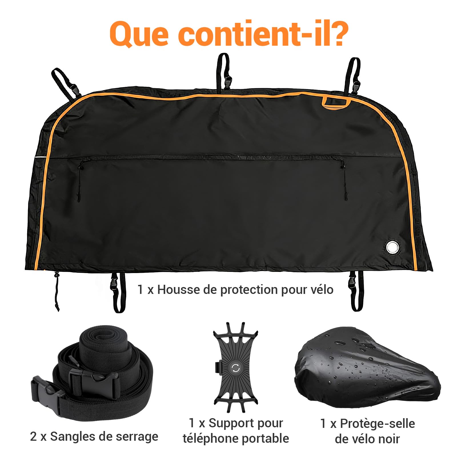 Housse de transport pour 2 vélos pour Porte-Vélos à Plateforme sur Attelage | Bâche 600D Oxford Imperméable & Anti-déchirure, Protection Complète Contre la Pluie, la Poussière et les UV