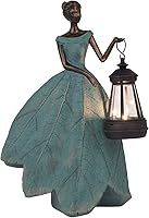 Guichifun Solar Fairy Garden Statue with Lantern - Resin Outdoor Figurine Lights for Patio Yard Lawn, Gifts for Mom Women 7.4x5.3x12 Inch