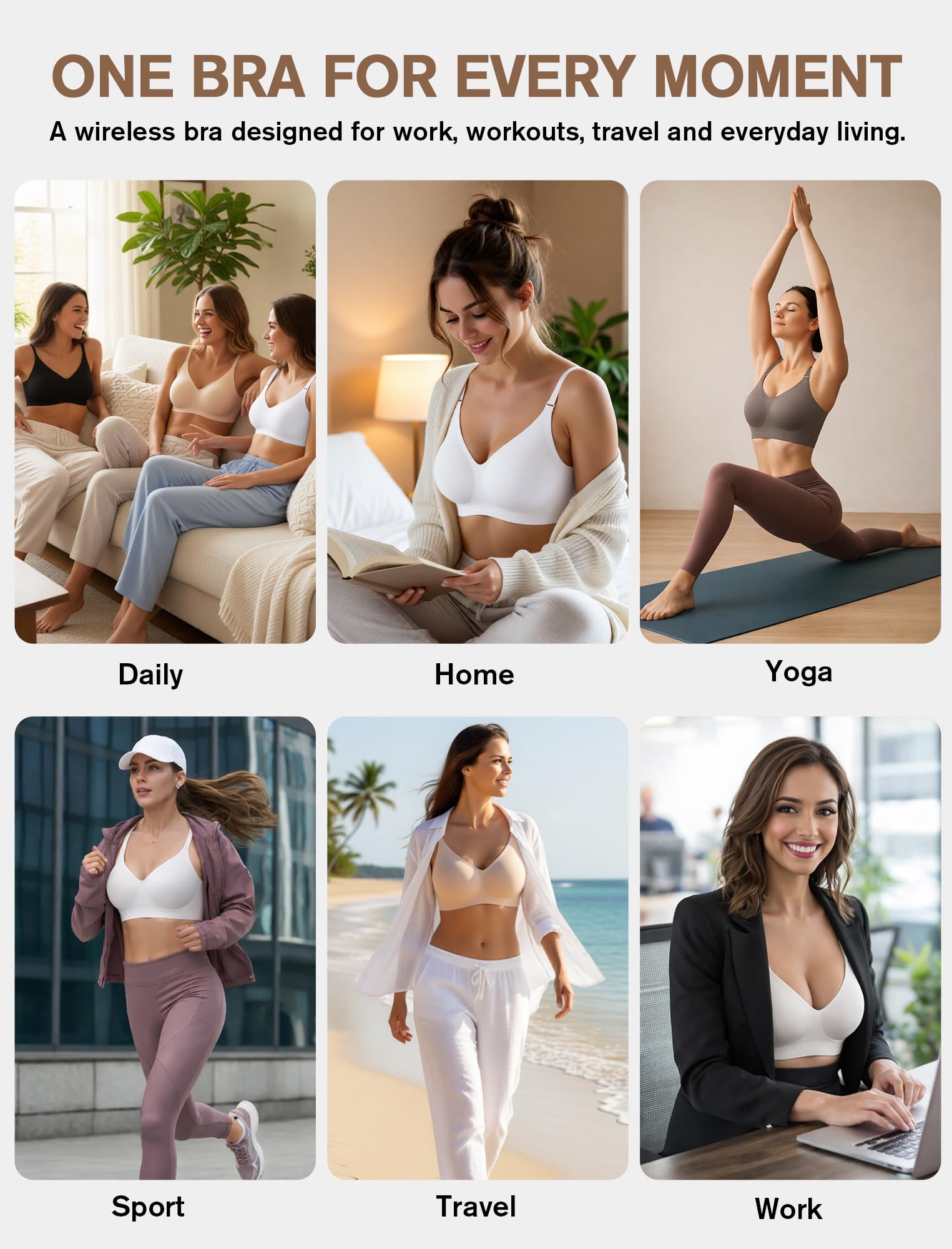EIISSION Sujetador sin Aros Mujer Reductor Push Up Cómodo Talla Grande Invisible Diario Bralette sin Costuras