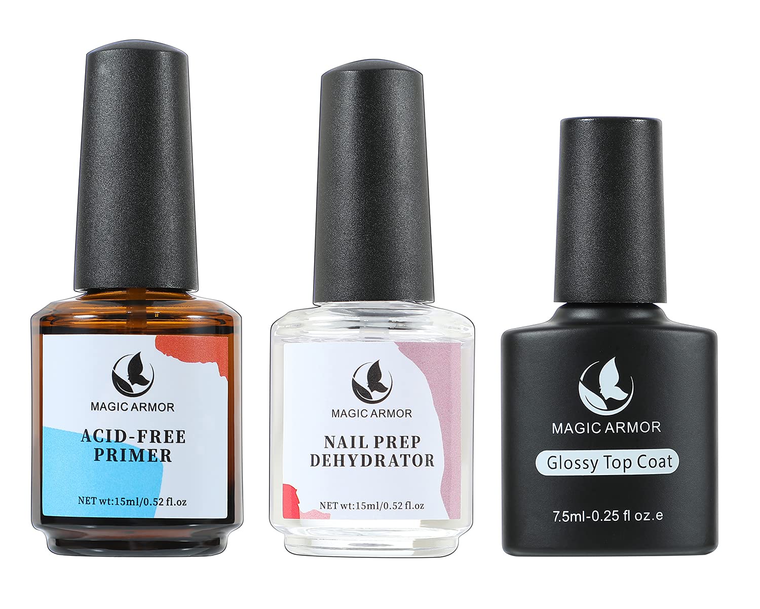 Nail Prep Dehydrator and AcidFree Primer Glossy Top Coat