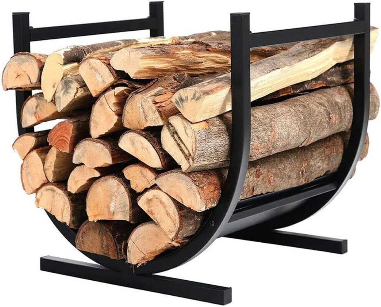 Porte-bûches extérieur et intérieur en acier pour rangement de cheminée