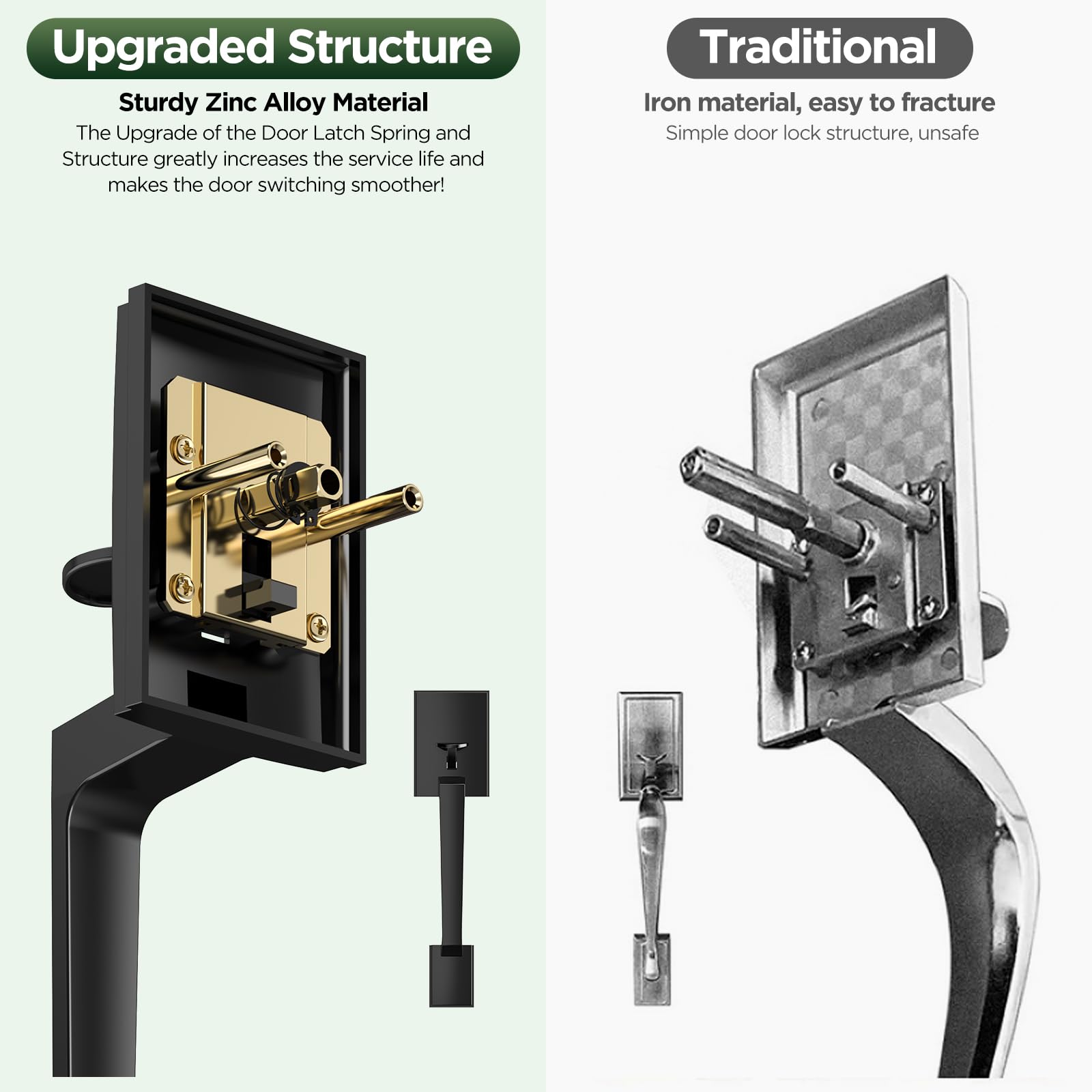 Modern Black Front Door Handle Set -3