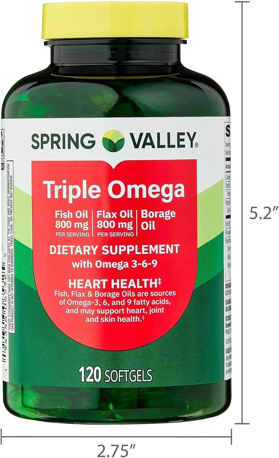SUREFECT Spring Valley Triple Omega 3-6-9 Softgels with Fish, Flax & Borage Oil - 120 Count Organizer.