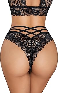 Womens Underwear Lace Cheeky Panties Criss Cross Back Bikini Thongs Sexy Undies