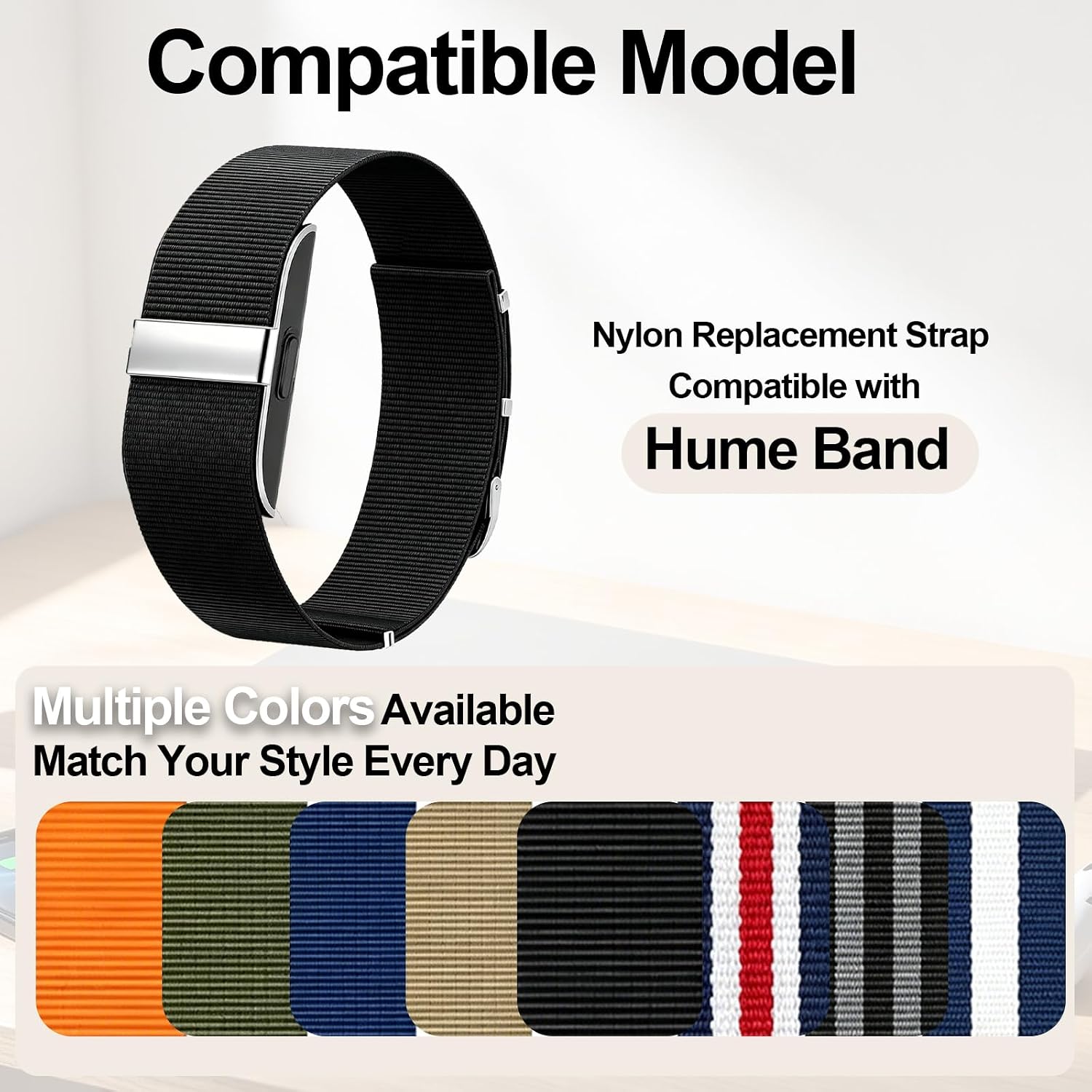 20mm Nylon Bands Compatible with Hume Band, Soft Breathable Replacement Sport Strap for All-Day Comfort, Lightweight for Men Women image 5