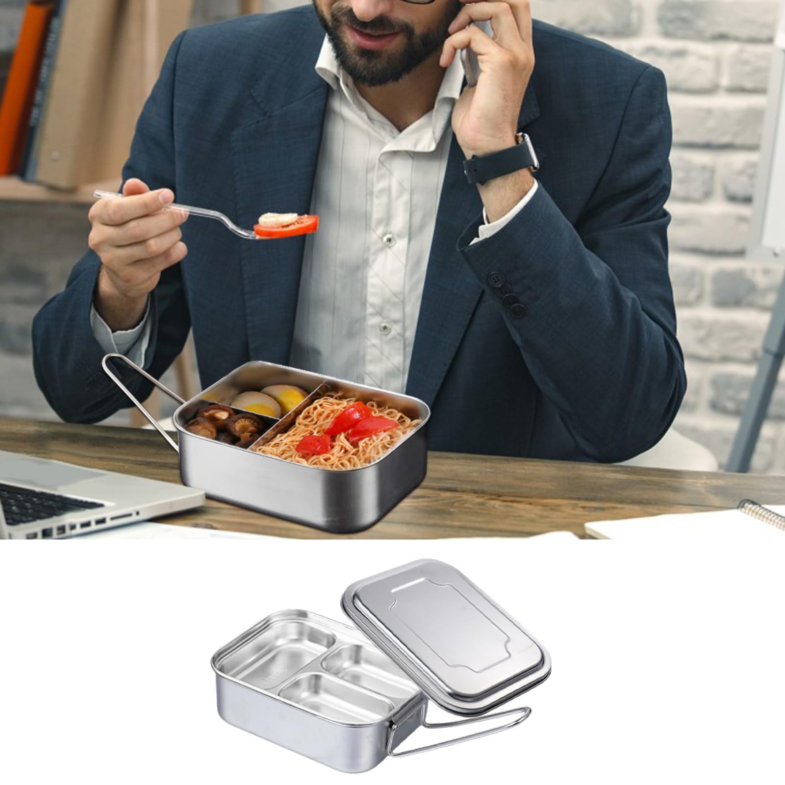 Boîte à déjeuner en acier inoxydable - Boîte à déjeuner double couche de 8