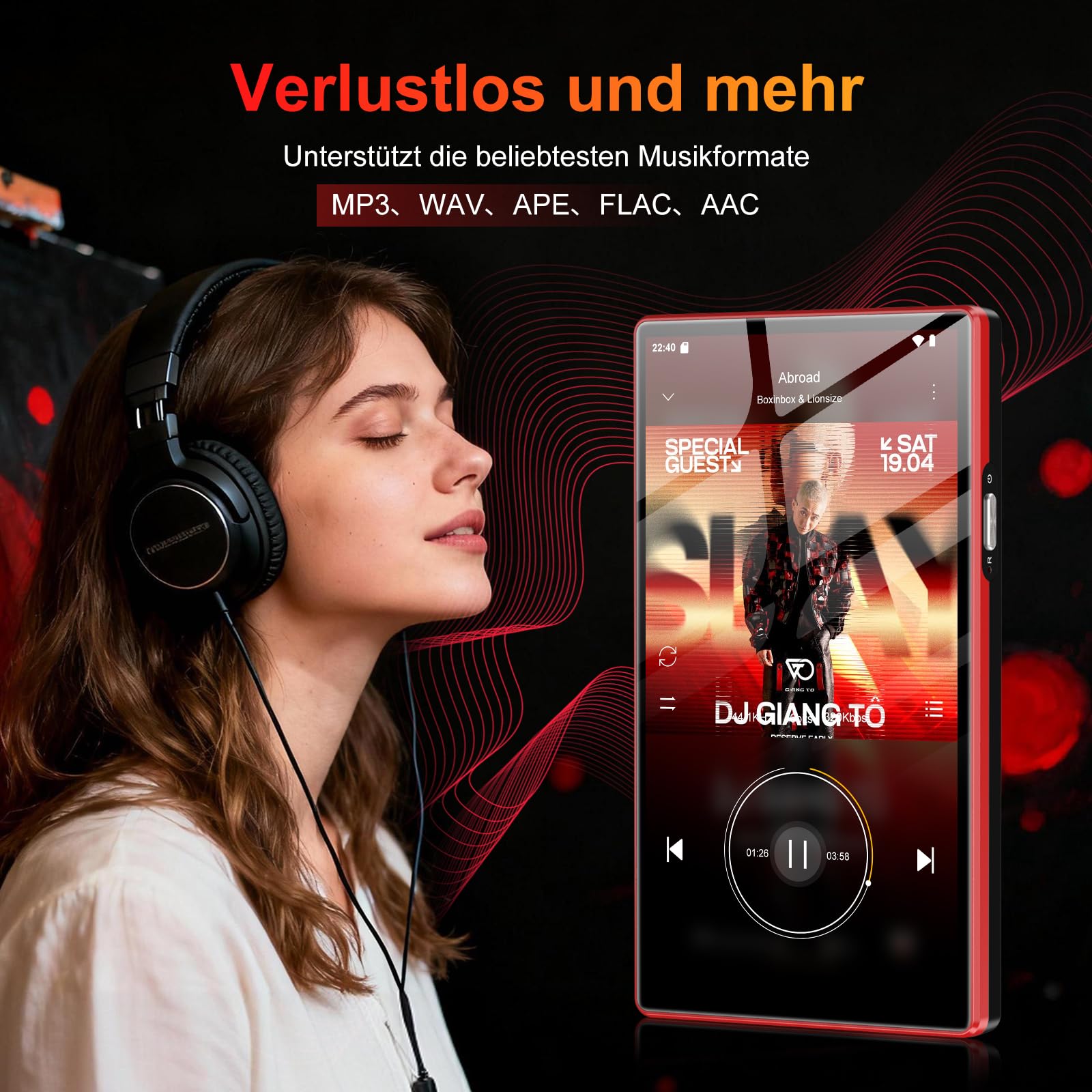 160GB MP3 Player mit Bluetooth und WiFi, Oilsky 5" HD MP4 Player mit Spotify, Audible, Amazon Music, Deezer, Musik-Player Android 13 mit Touchscreen und Lautsprecher