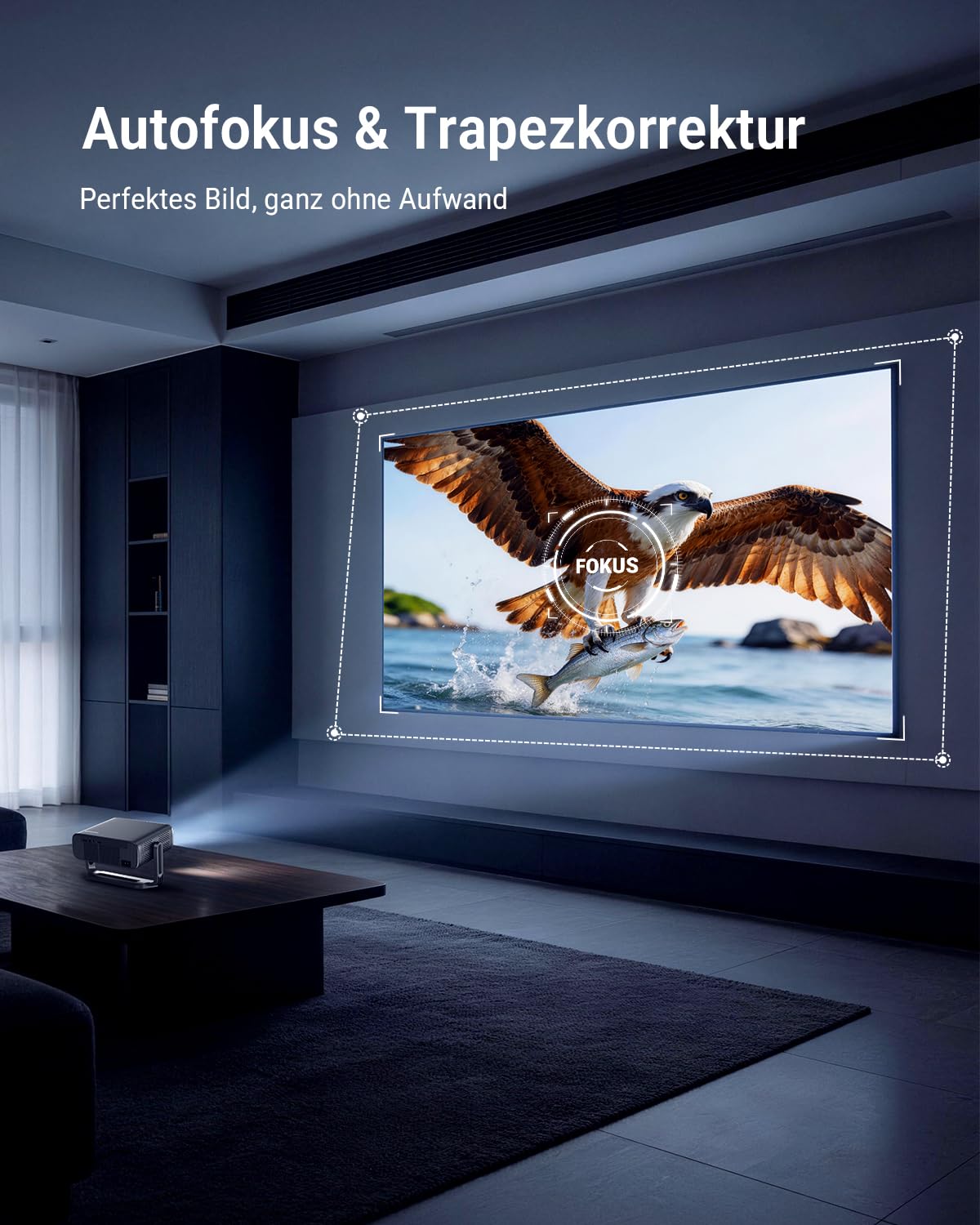 Smart Beamer【Google TV, Auto-Objektivabdeckung, 2500ANSI】 Beamer 4K Heimkino mit Autofokus & 6D Trapezkorrektur, Full HD 1080P, WiFi6, 360° Drehbarer Tragbarer Projektor mit APP für Outdoor/Handy