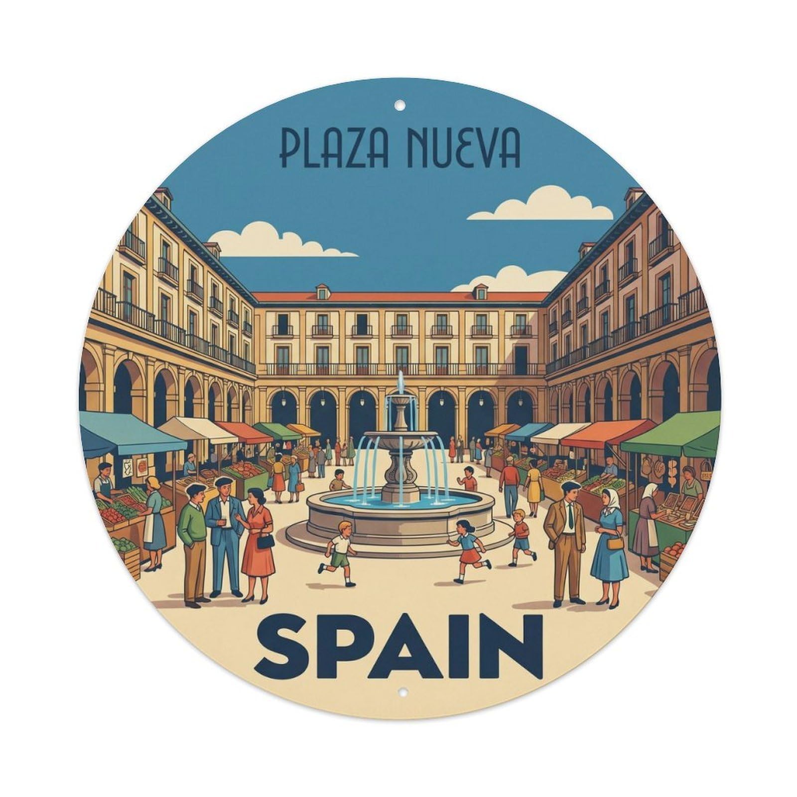 Bilbao Plaza Nueva Spain Cultural Travel Metal Tin Sign