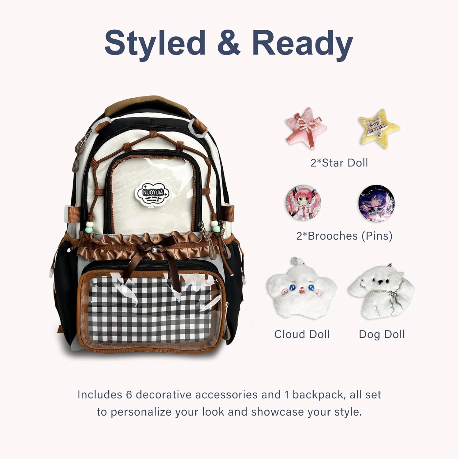 Wuflyover ITA Backpack – Customizable Clear Display, Y2K Style, Includes 6 Accessories, Perfect for Events & Gifts