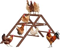 PETSFIT Wooden Chicken Roosting Bars with Swing - Durable Perch Ladder for 8-10 Chickens, All-Weather Coop Accessory