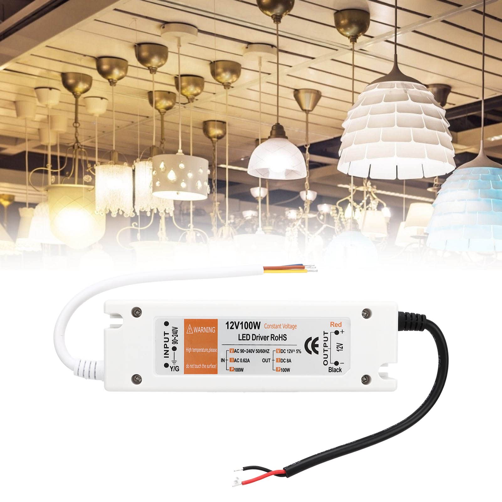 Amazon.co.jp: 100W LED電源AC 90‑240V 0.62AからDC 12V 8A家庭用短絡