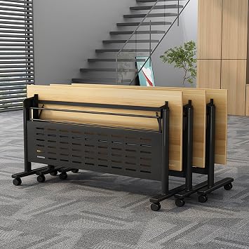 Folding Conference Table with Flip Top and Locking Wheels, Mobile Training Meeting Tables for Office, Conference Rooms, School, Classroom