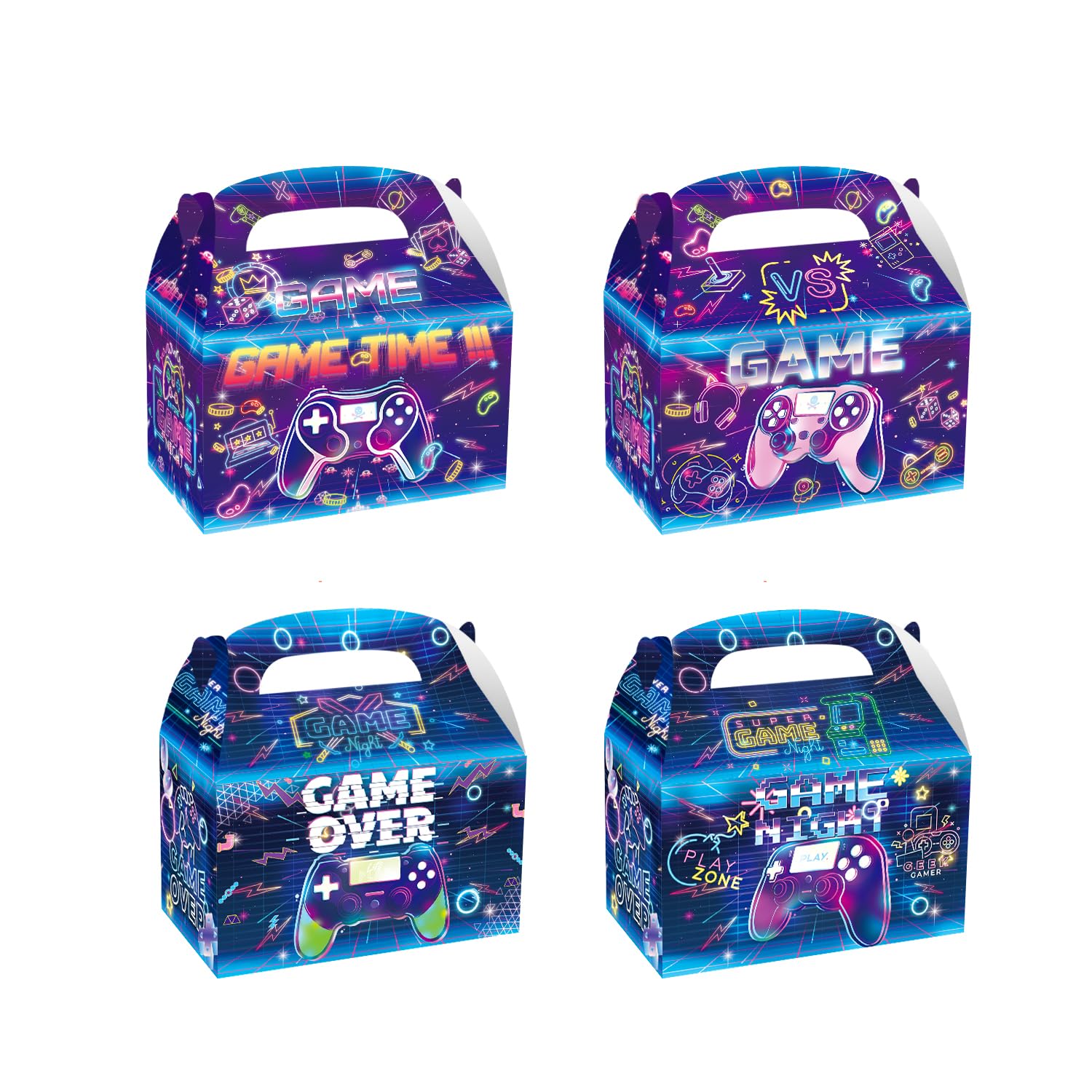 View 1 of 16 Pieces Video Game Party Boxes Gamer Party Favor Goodies Treat Boxes Bags for Video Game On Gaming Birthday Party Decorations Supplies