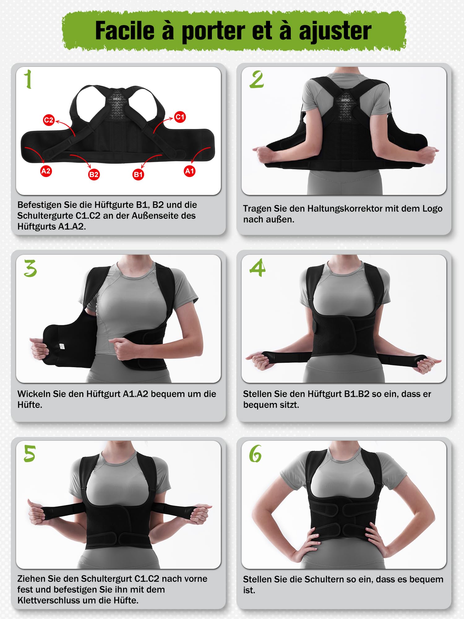 Rücken Geradehalter Rückenstützgürtel Haltungskorrektur Damen: Verstellbare Haltung Korrektur Gurt für Herren - Atmungsaktive Back Support Corrector - Rücken Geradehalter für Schulter Nacken - L