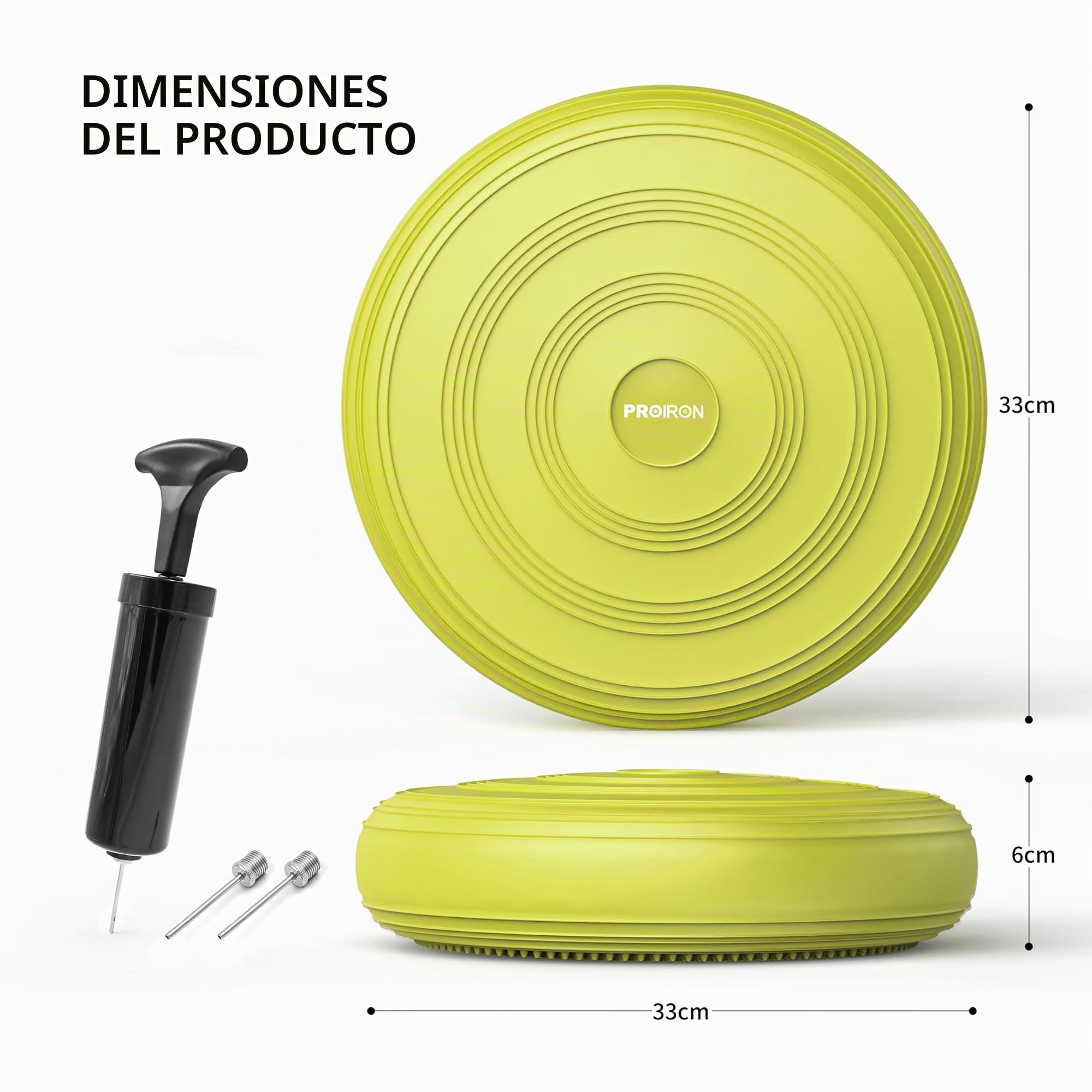 PROIRON Cojín de Equilibrio y Yoga Antideslizante de 33cm con Bombín de Aire, Propioceptivo e Hinchable, Soporte Lumbar, Core Balance Disc Trainer para Fitness, Pilates
