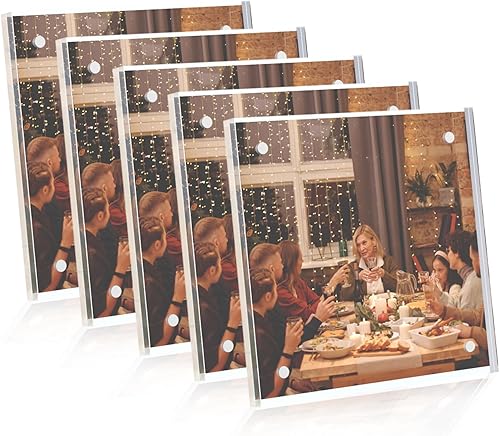 Marcos de fotos acrílicos, marco de fotos de 4 x 4 pulgadas, paquete de 5 marcos de fotos pequeños transparentes, marco de fotos transparente, marco