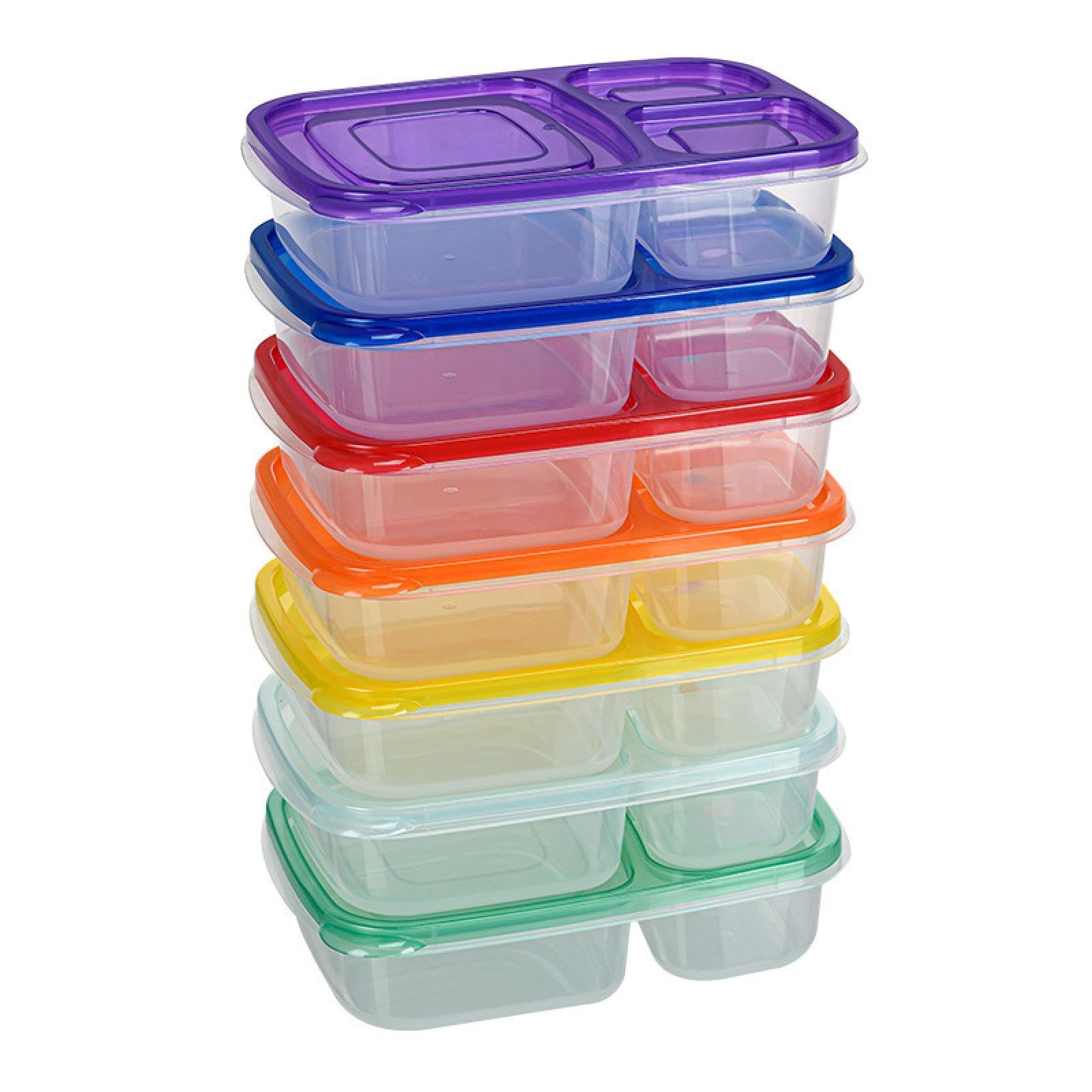 Amazon｜お弁当箱 カラフルな透明四角弁当箱 3つの仕切りのあるランチ