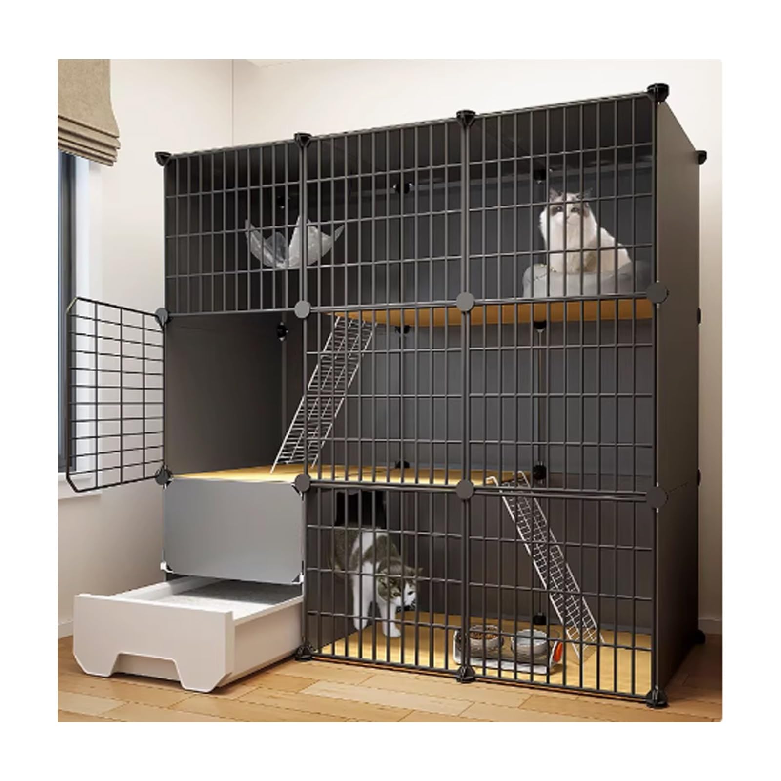 Cage pour chat en métal détachable et spacieuse pour 1 à 2 félins d'intérieur